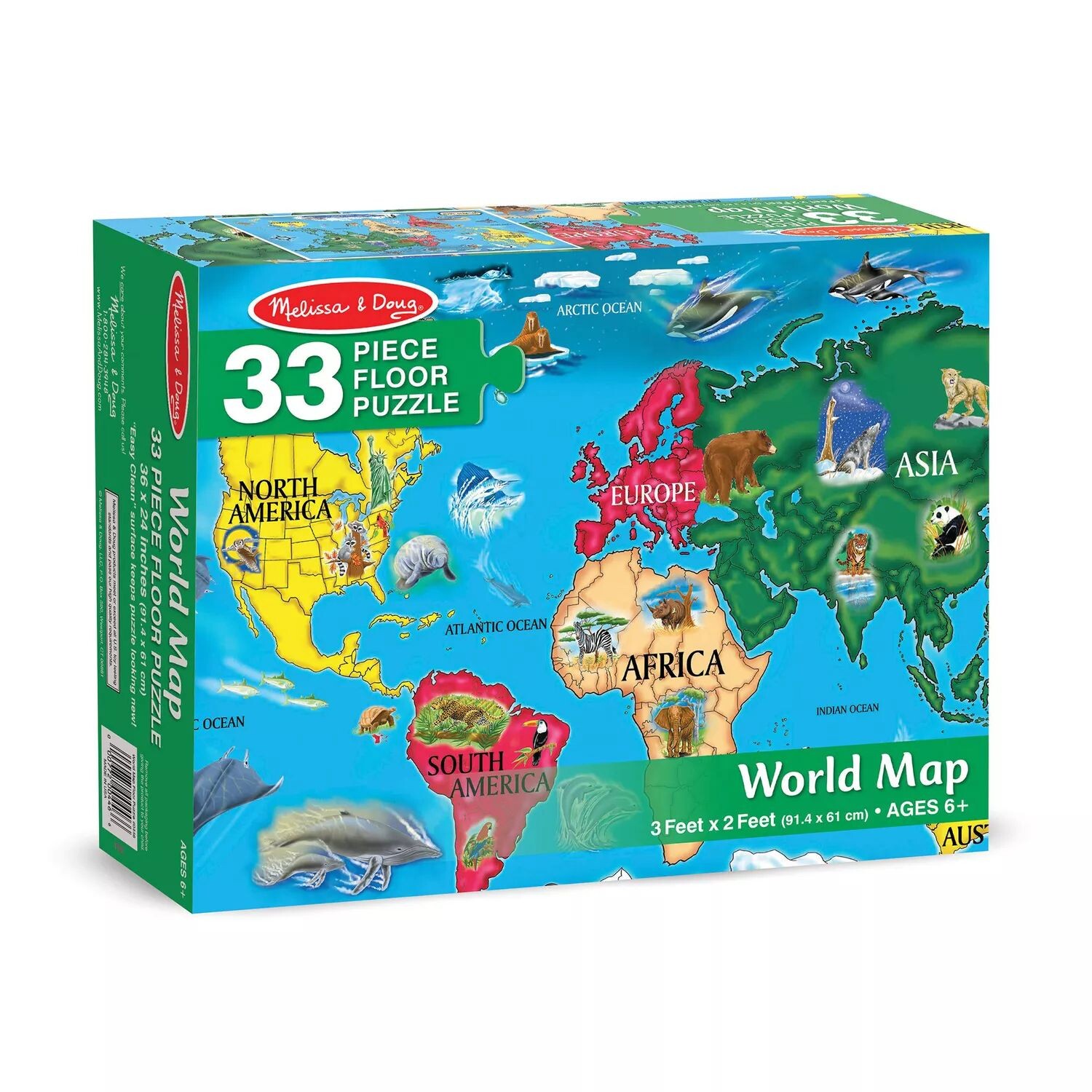 Мелисса и Даг 33 шт. Напольная головоломка с картой мира Melissa & Doug