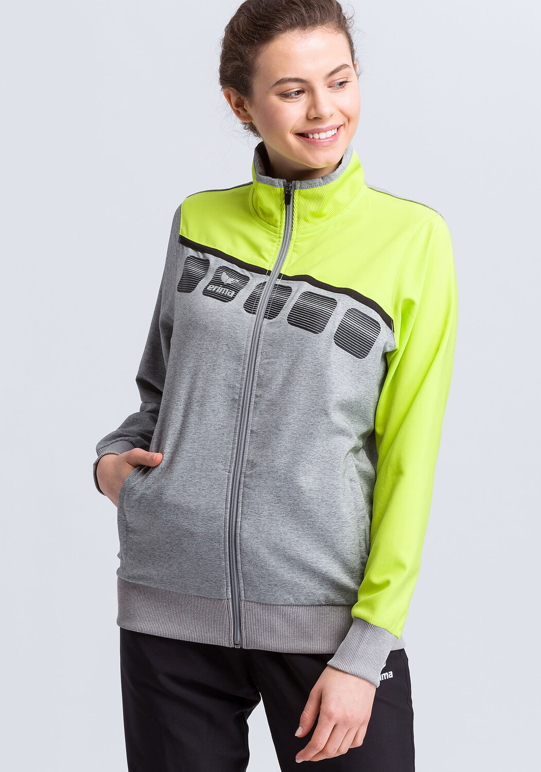 

Спортивная куртка erima 5-C Praesentationsjacke, серый меланж/лаймовый/черный