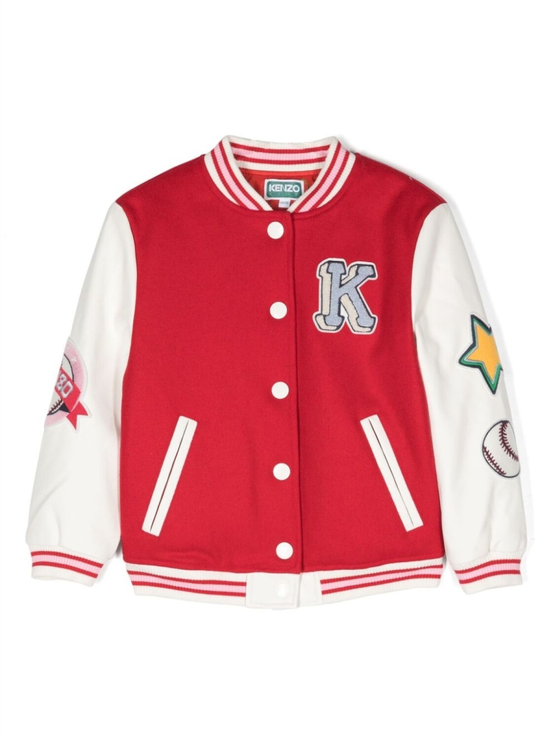 

Kenzo Kids бомбер с нашивками, красный