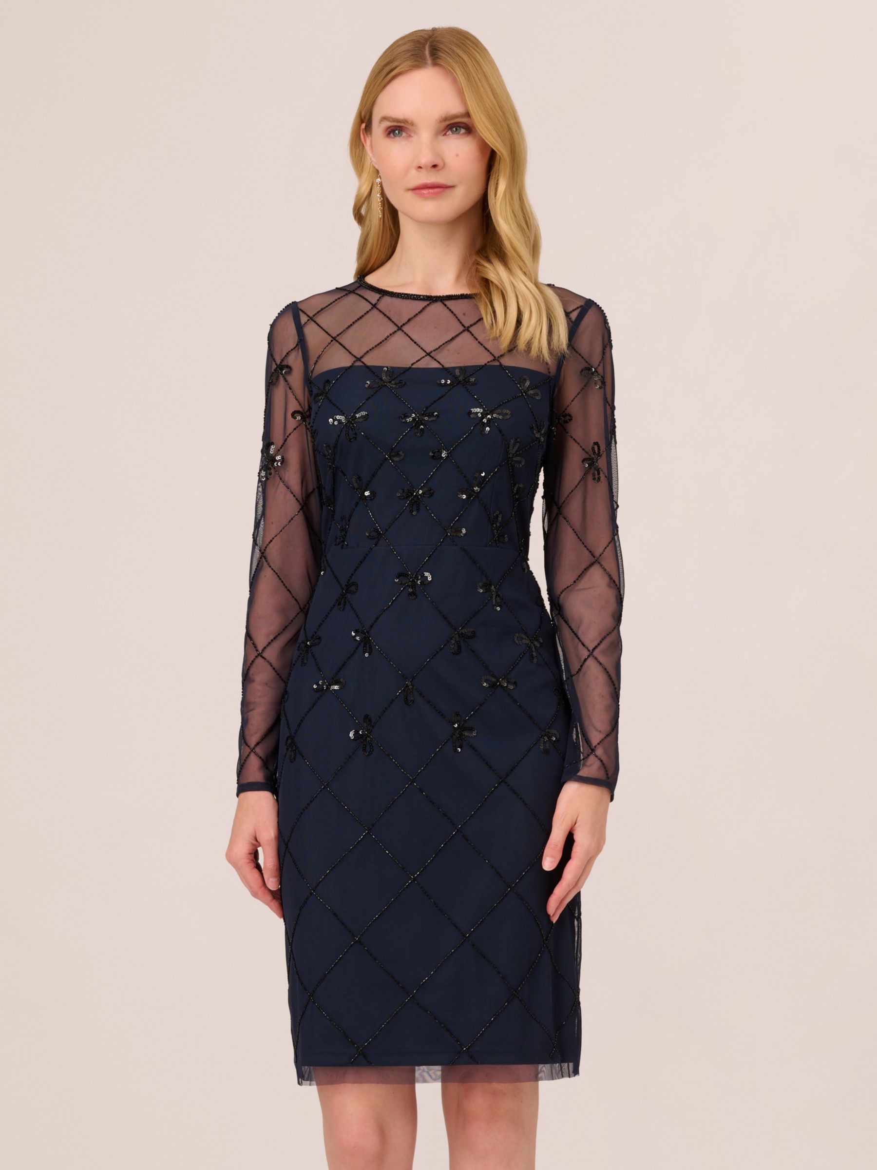Коктейльное платье с украшением Papell Studio Adrianna Papell, темно-синий/черный