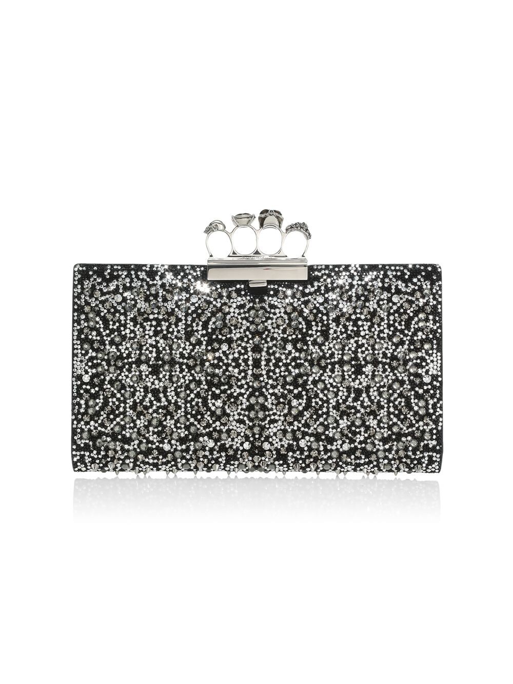 

Шипованный клатч с четырьмя кольцами Alexander McQueen, черный