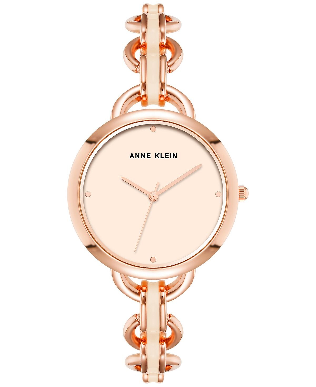 

Женские часы-браслет с розовым золотом и белой эмалью, 36 мм Anne Klein, золотой