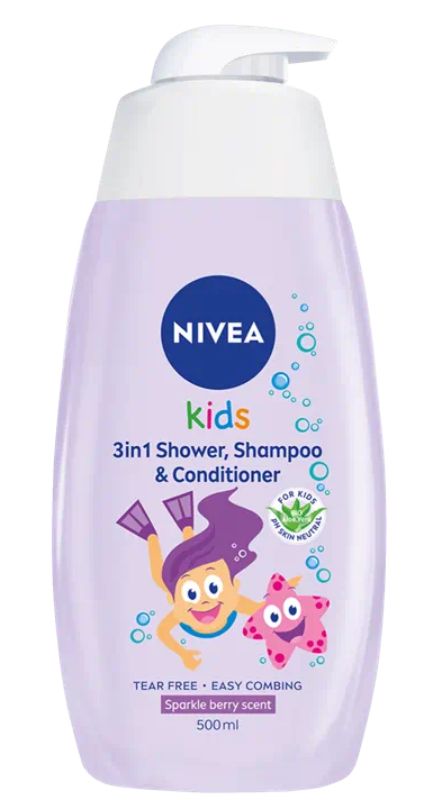 Nivea Kids 2w1 гель для мытья тела и волос, 500 ml