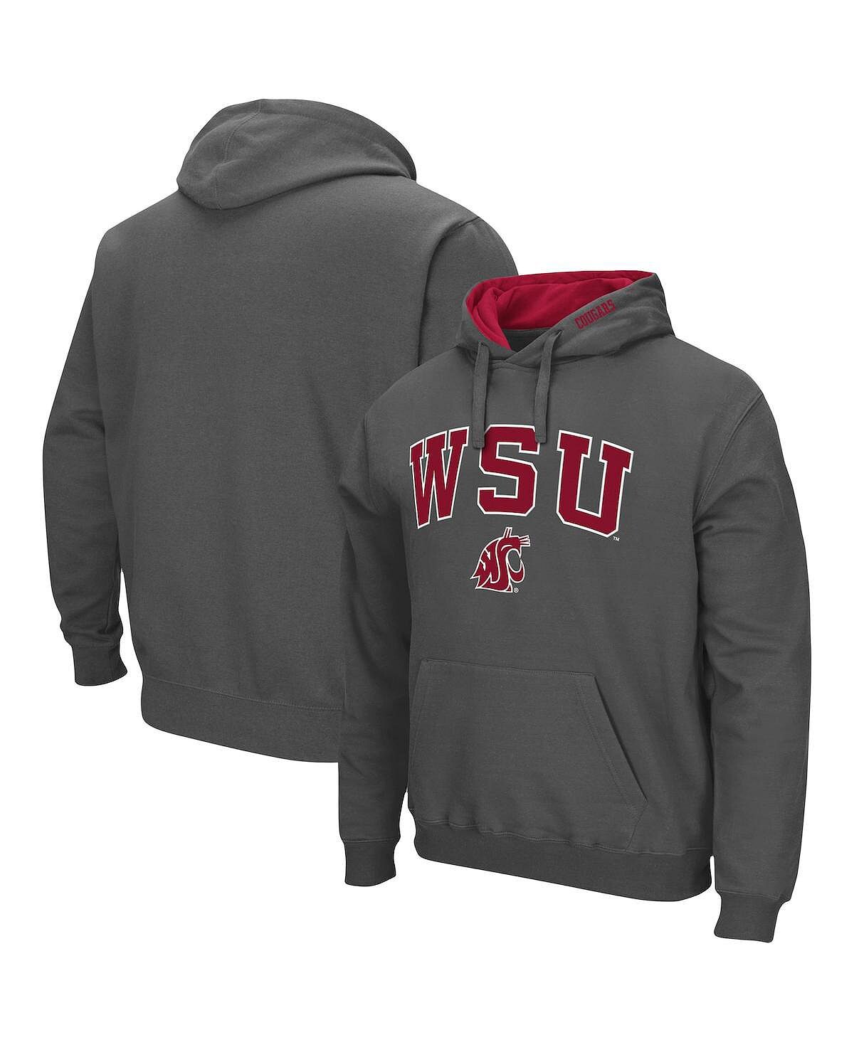 

Мужской темно-серый пуловер с капюшоном Washington State Cougars Arch и Logo 3.0 Colosseum