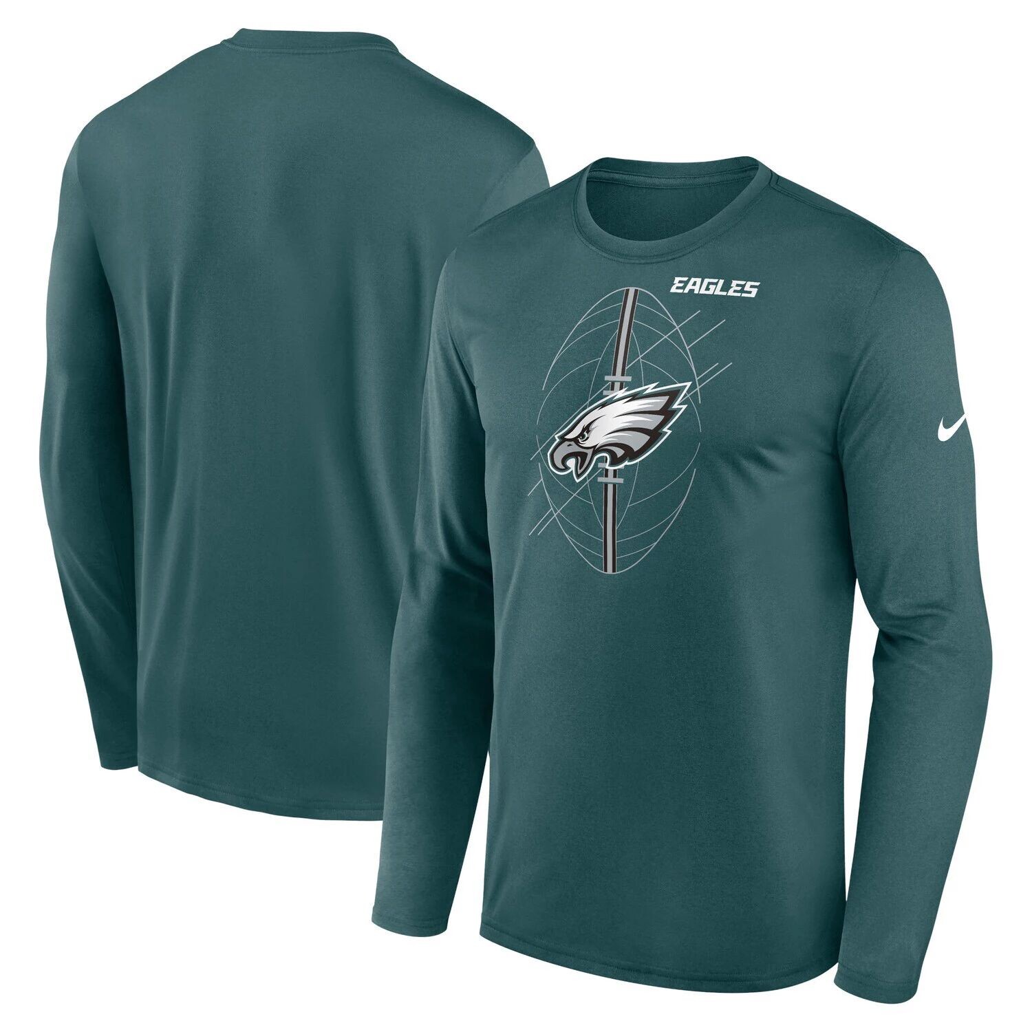 

Мужская полуночная зеленая футболка Philadelphia Eagles Legend Icon с длинным рукавом Nike, Зеленый