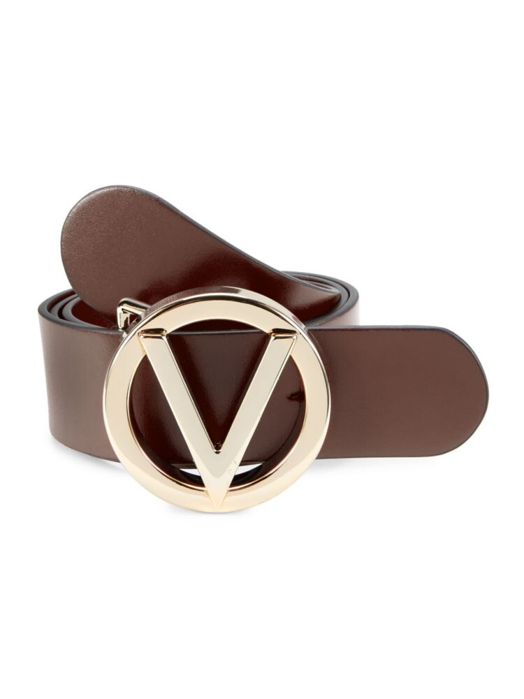 

Кожаный ремень с логотипом Giusy Mario Valentino, цвет Dark Chocolate