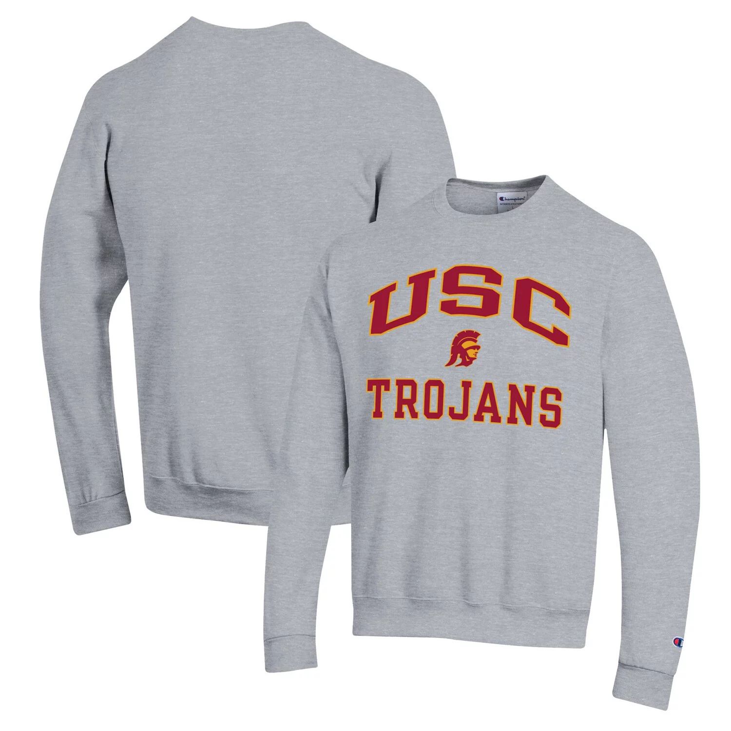 Мужской пуловер с высоким мотором цвета Хизер Серый USC Trojans Champion