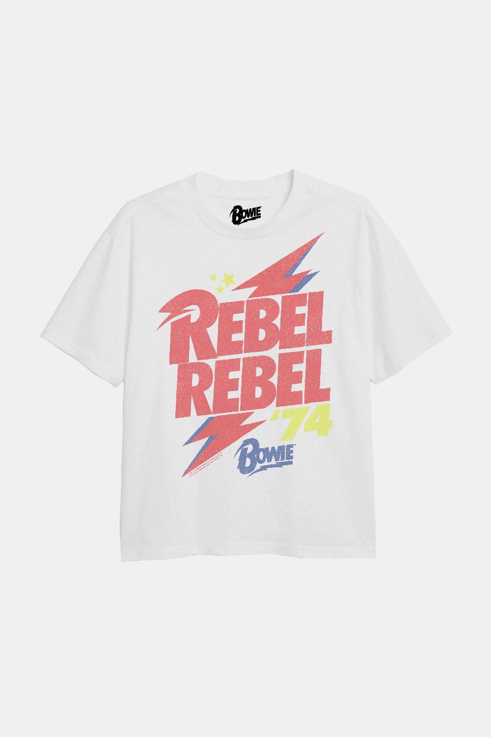 Футболка Rebel Rebel для девочек David Bowie, белый кричли с боуи