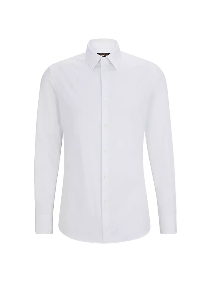 Рубашка приталенного кроя из поплина стрейч Boss, белый фото