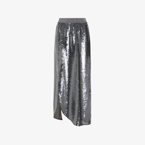 

Юбка миди из эластичной ткани Royal, украшенная пайетками Allsaints, цвет city smoke gre