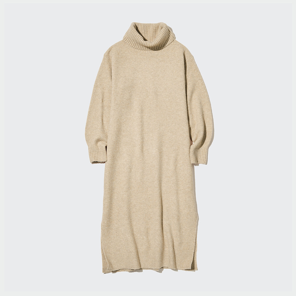

Женское платье Uniqlo с двумя лацканами из пряжи, темно-бежевый