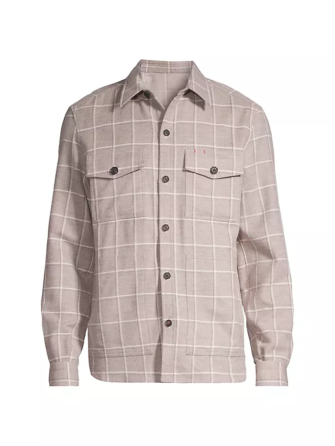 

Клетчатая рубашка из смесовой шерсти Isaia, цвет beige plaid