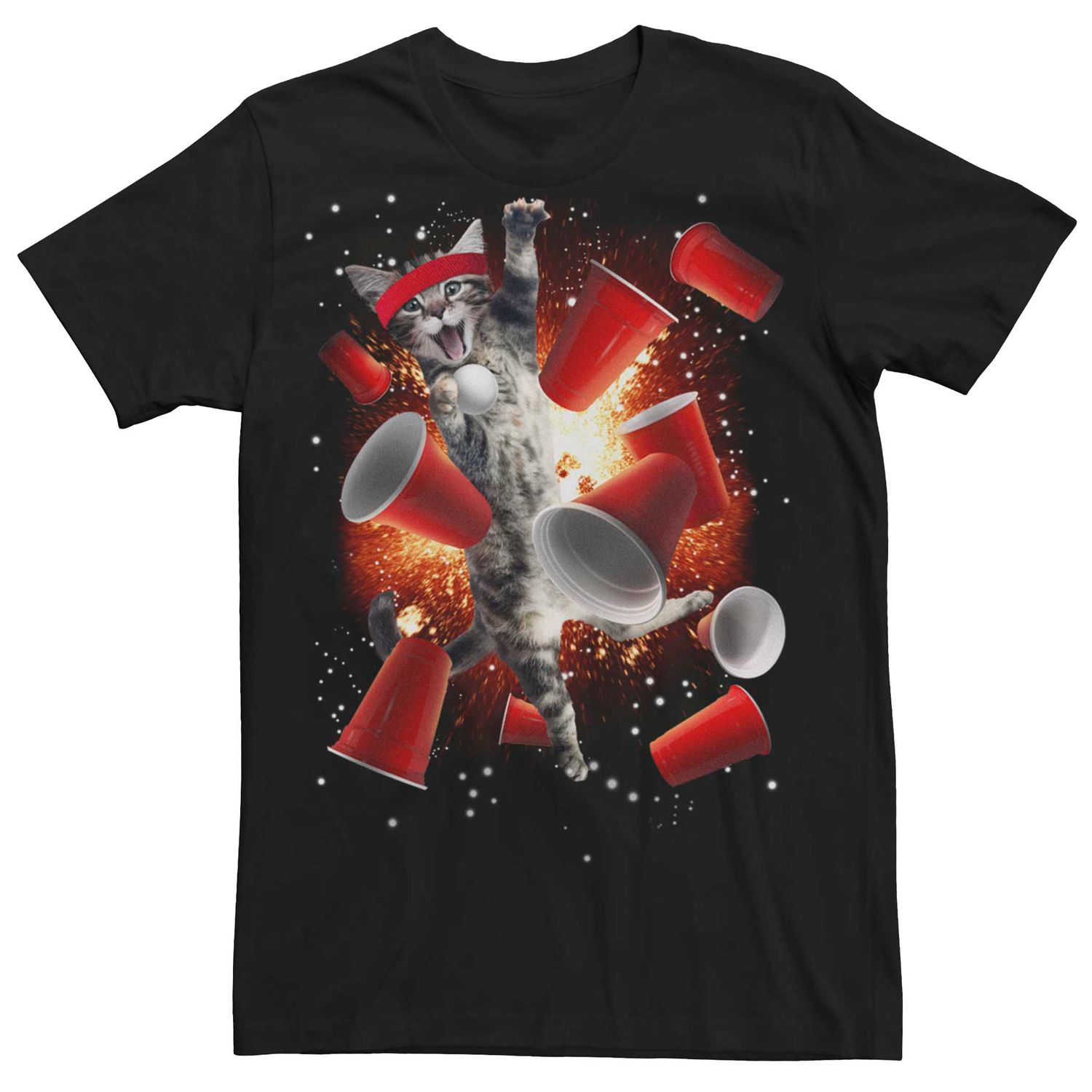 Мужская футболка с рисунком котенка Beer Pong Pong Explosion Licensed Character