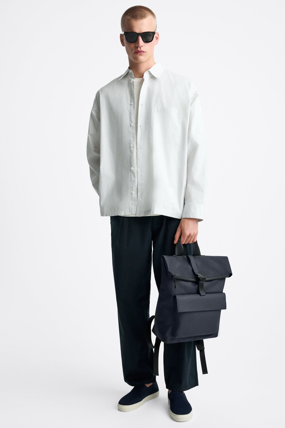 

Комбинированный рюкзак с клапаном Zara, синий