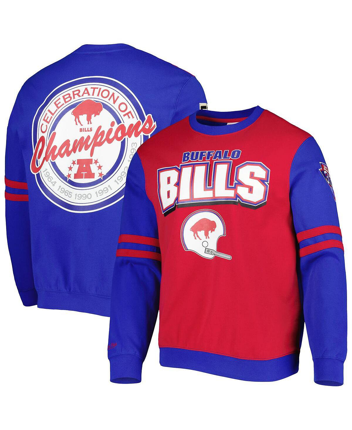 Мужской красный пуловер Buffalo Bills All Over 2.0 свитшот Mitchell & Ness боди royal red buffalo bills throwback для новорожденных нагрудник и пинетки комплект из трех предметов mitchell