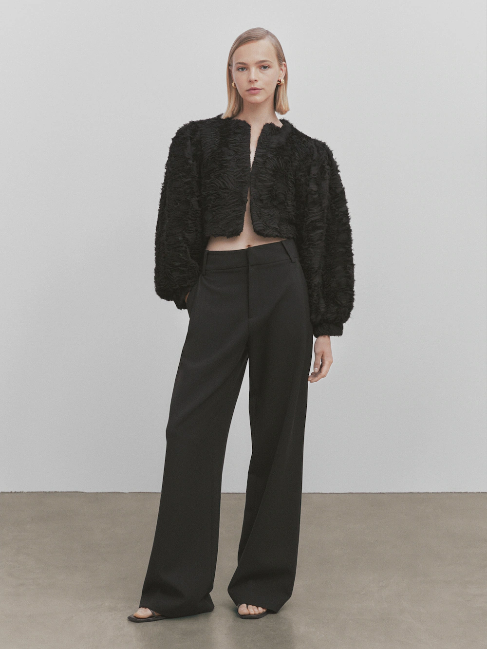 

Куртка из букле - studio Massimo Dutti, черный