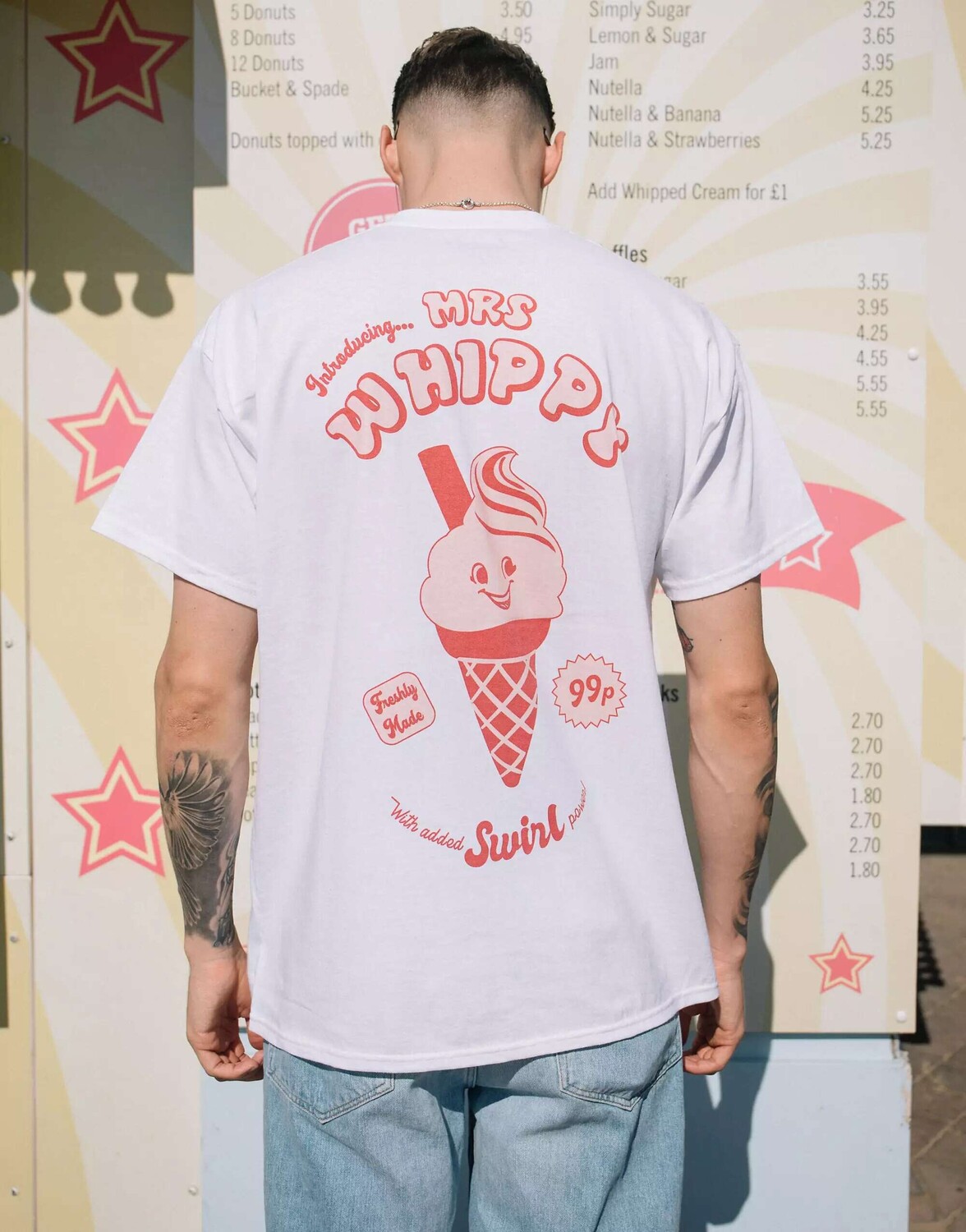 

Белая футболка унисекс в винтажном стиле с рисунком мороженого Mrs Whippy Batch1, Белый