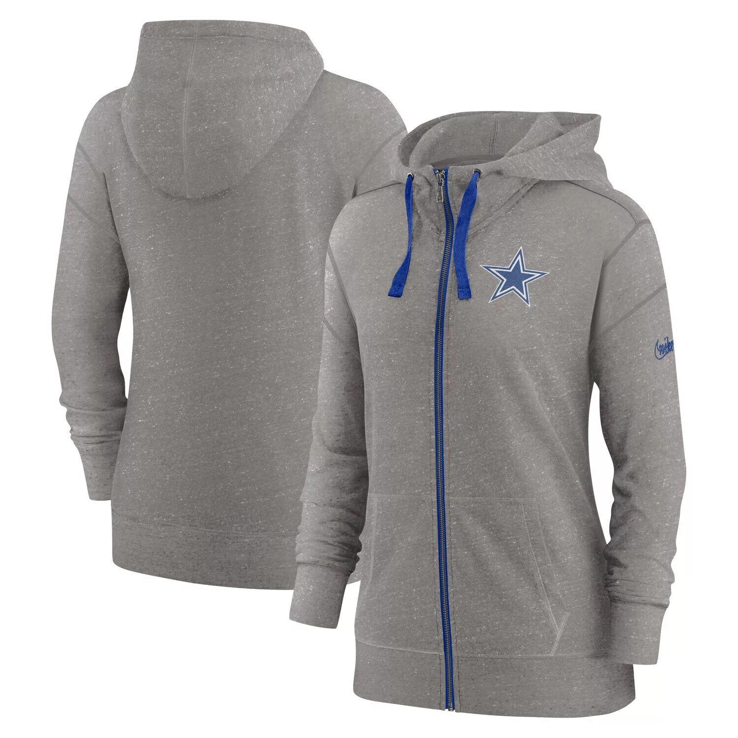 

Женская винтажная худи с молнией во всю длину Nike Heather Charcoal Dallas Cowboys Gym Vintage Nike