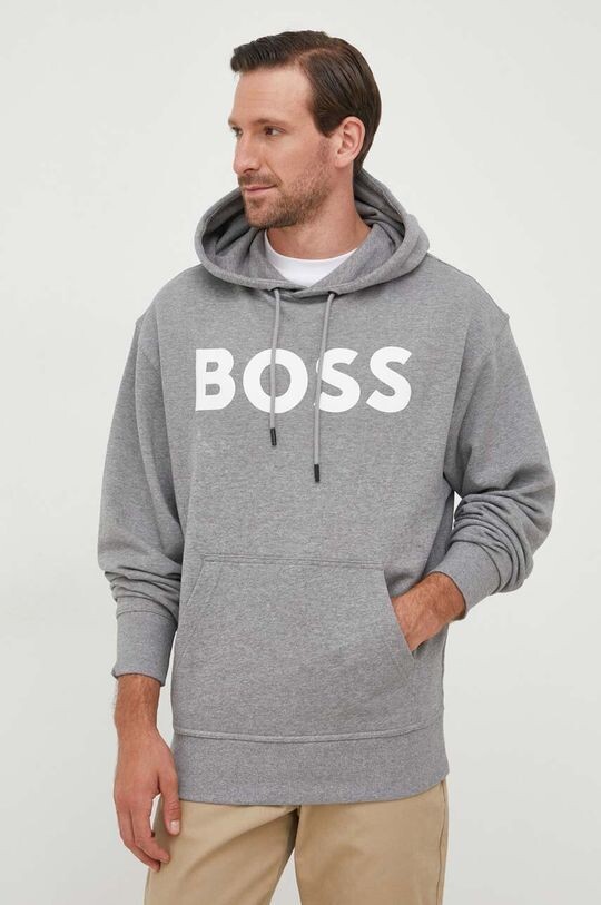 

Хлопковая толстовка Boss Orange, серый