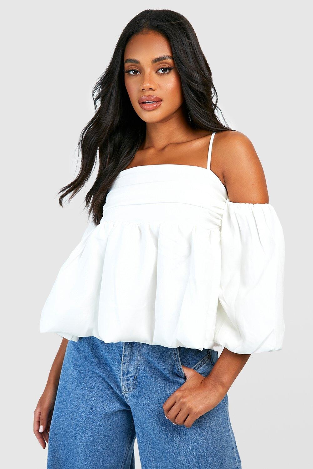 

Топ с рукавами Boohoo, слоновая кость