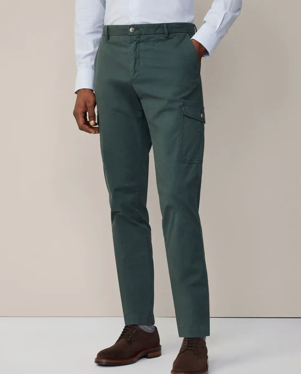 

Мужские брюки-карго приталенного кроя из парусиновой ткани Hackett, темно-зеленый