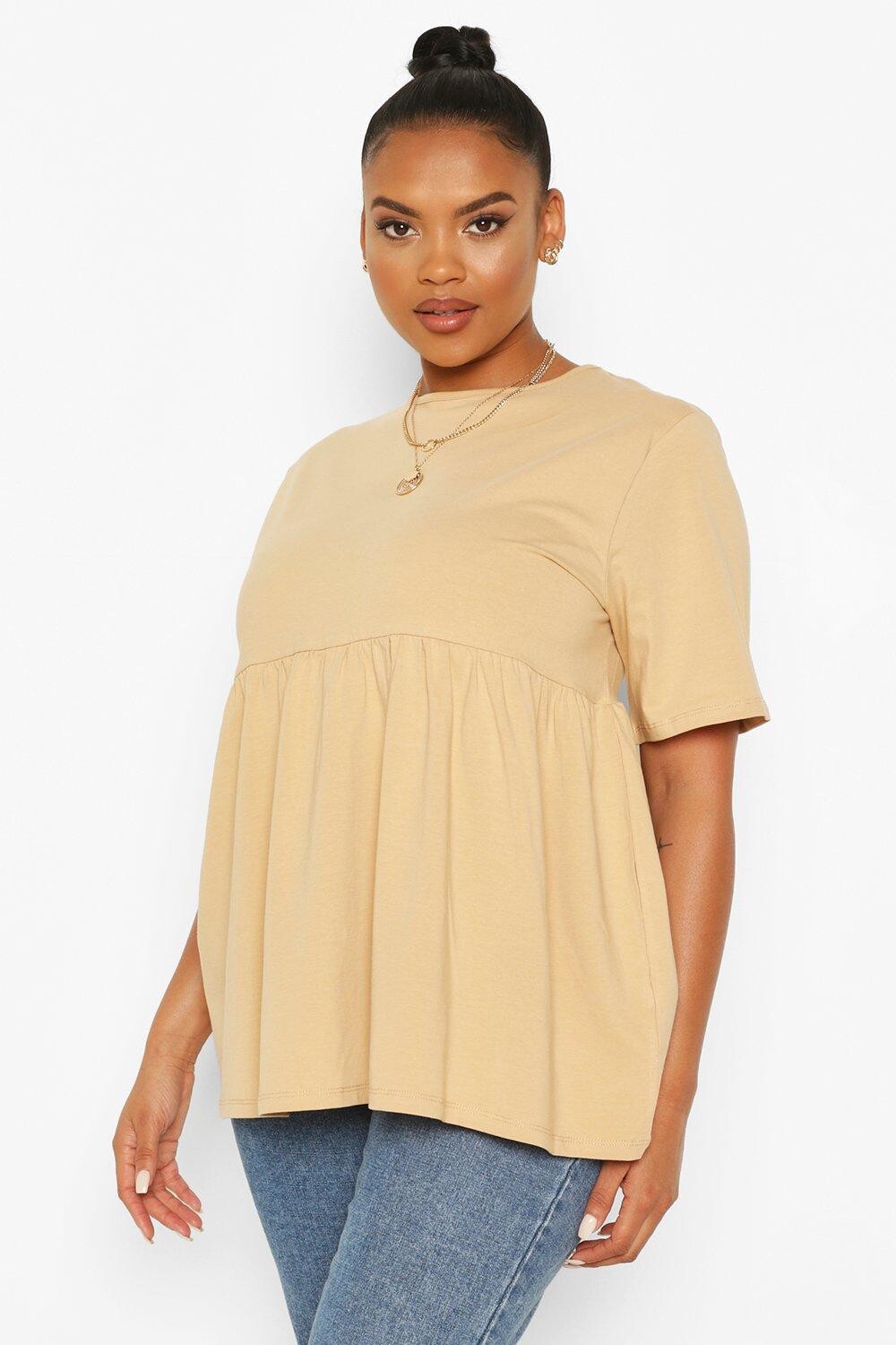 

Топ с круглым вырезом plus Boohoo, кэмел