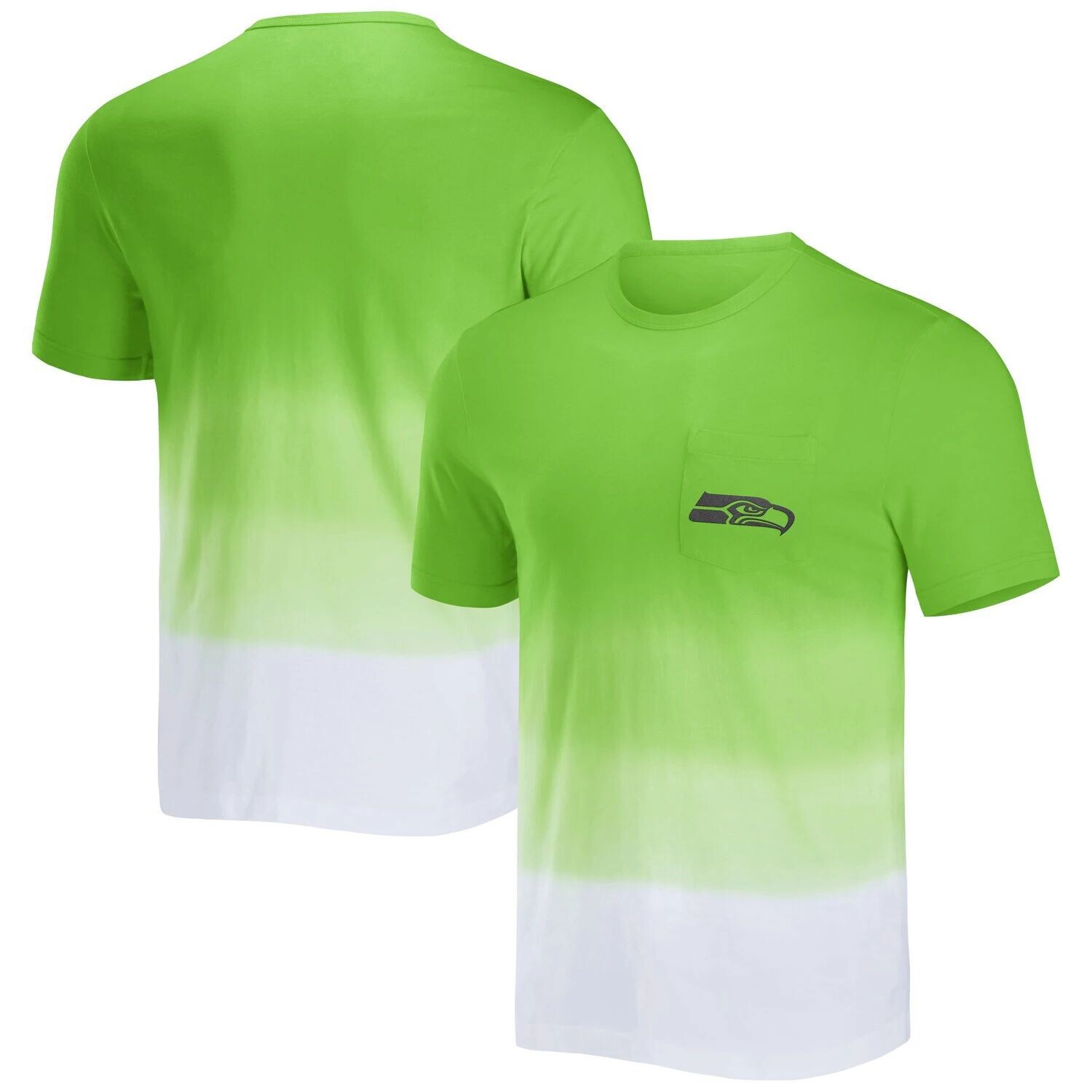 

Мужская футболка NFL x Darius Rucker Collection от Fanatics неоновый зеленый/белый Seattle Seahawks с карманами Dip Dye
