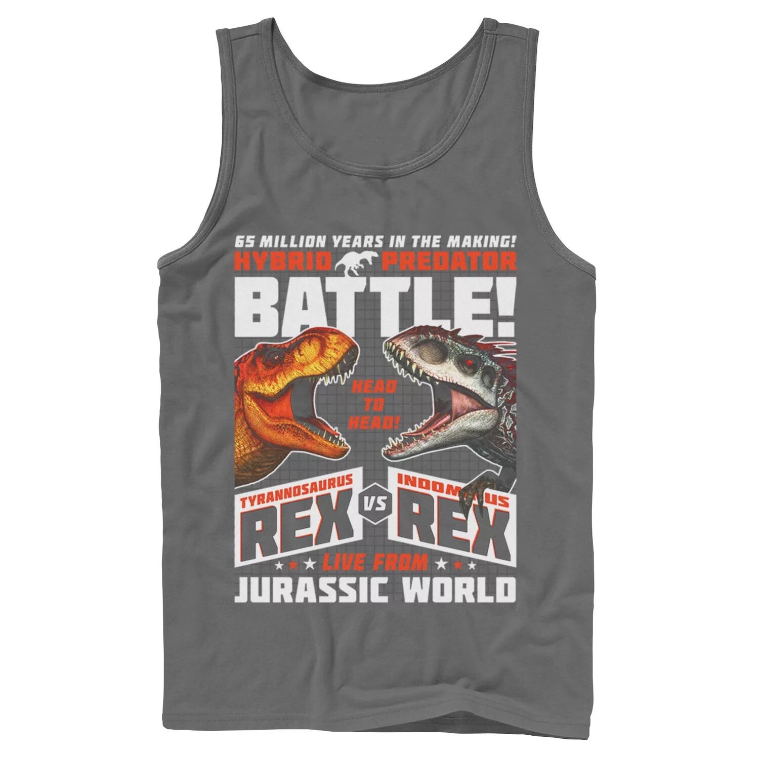 

Мужская майка с графическим плакатом «Мир Юрского периода T-Rex VS I-Rex Battle» Licensed Character