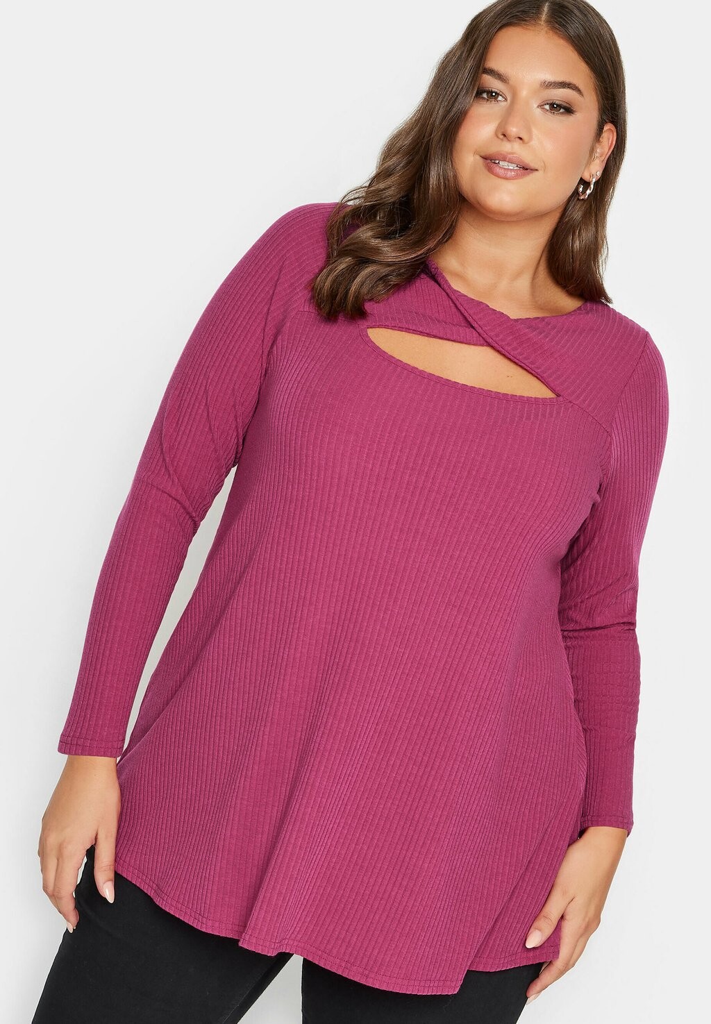

Рубашка с длинным рукавом TWIST FRONT SWING Yours Clothing, цвет pink
