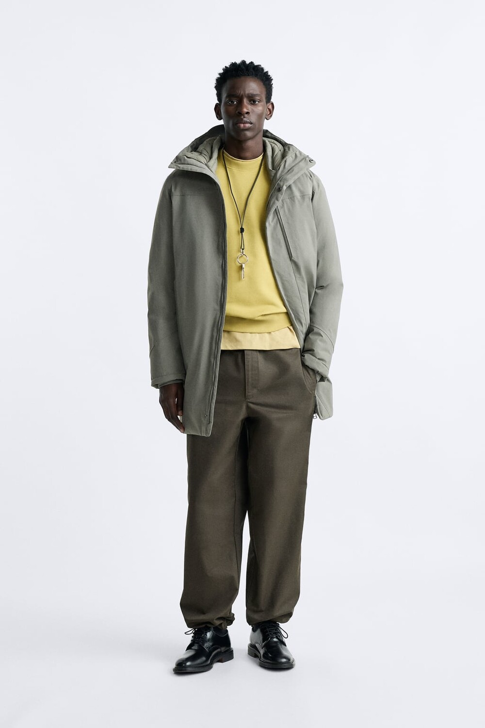 

Дутая техническая парка ZARA, зеленый