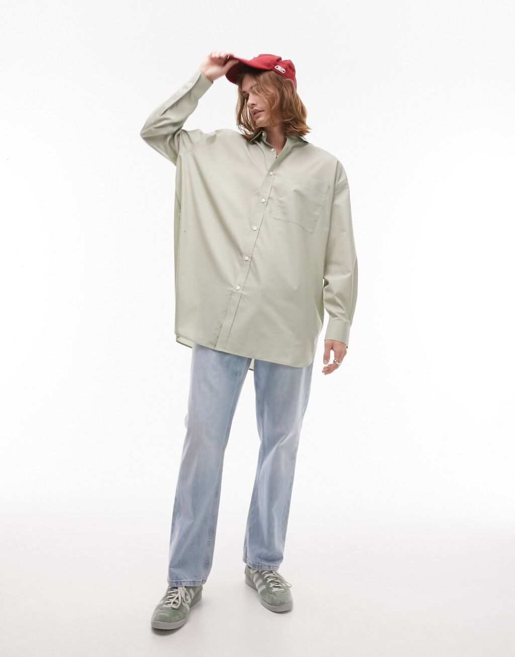 

Темно-зеленая рубашка оверсайз Topman
