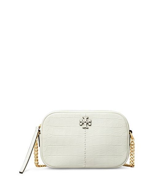 

Сумка для фотоаппарата McGraw из кожи с тиснением под крокодила Tory Burch, цвет White