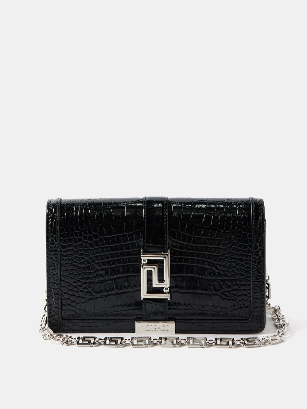 

Миниатюрная кожаная сумка через плечо greca goddess Versace, черный