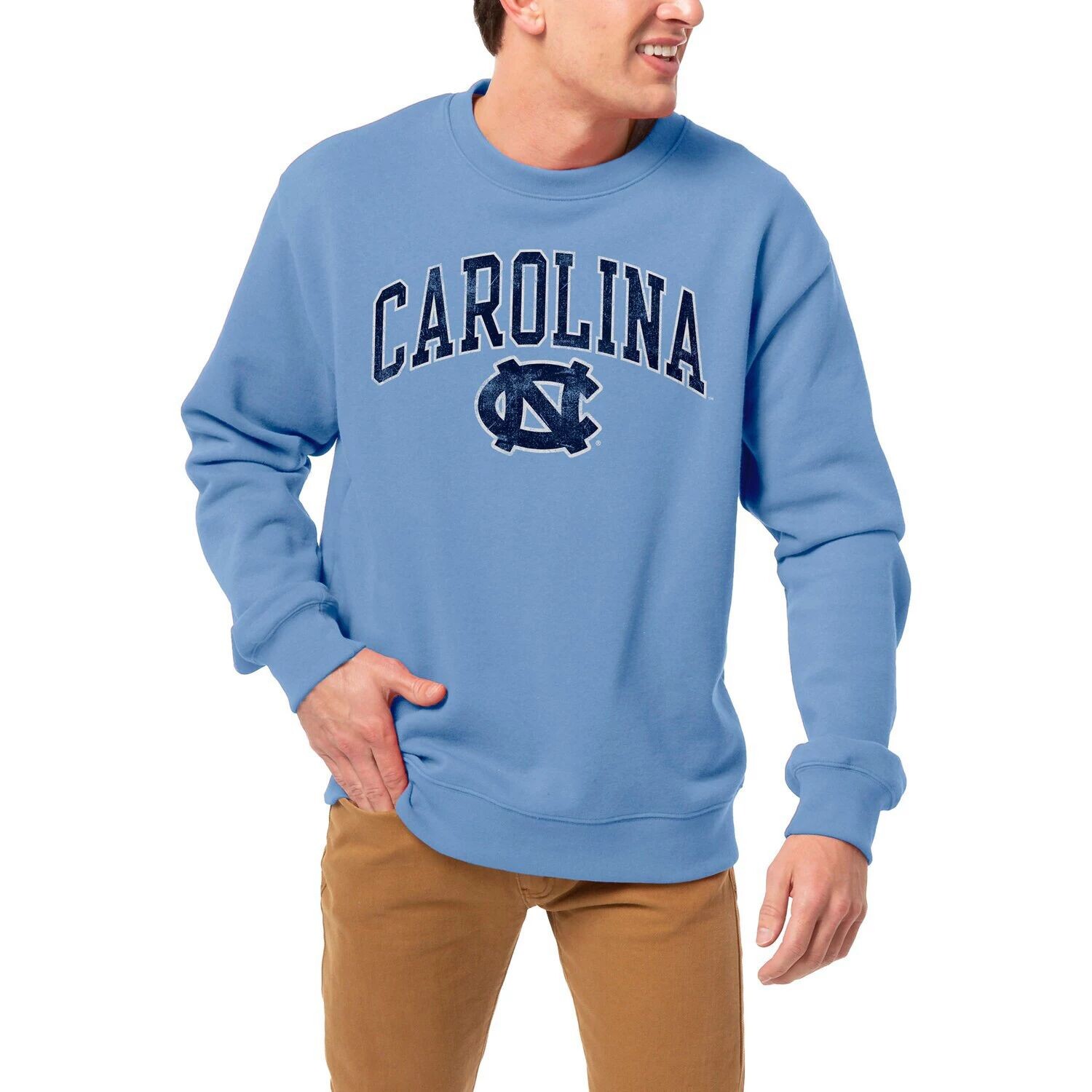 

Мужская лига студенческая одежда Голубой флисовый пуловер North Carolina Tar Heels 1965 Arch Essential Толстовка, Синий