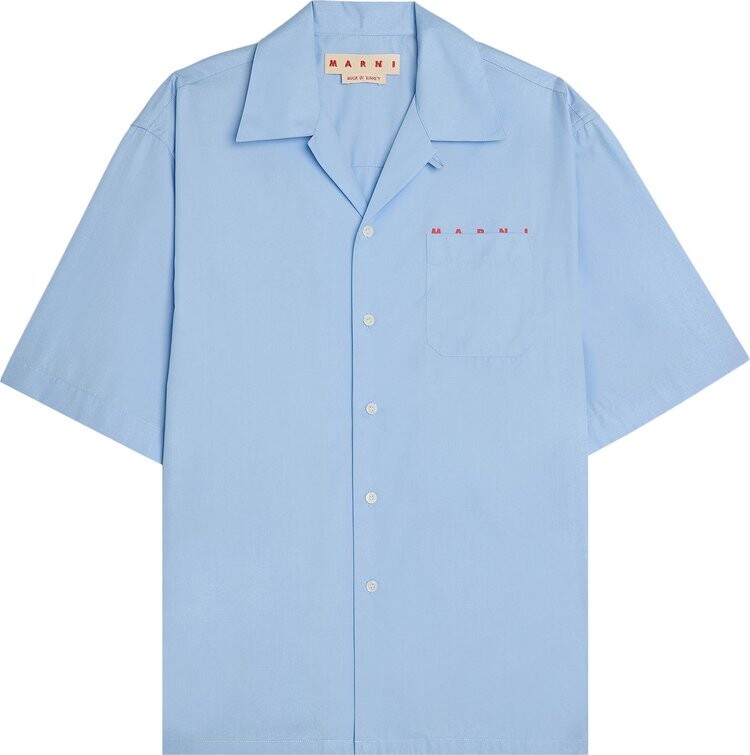 

Рубашка Marni Boxy Fit Logo Bowling 'Iris Blue', синий