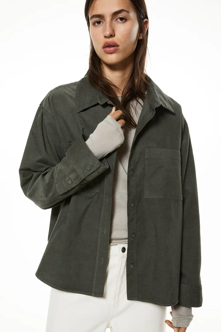 

Вельветовая рубашка H&M, зеленый