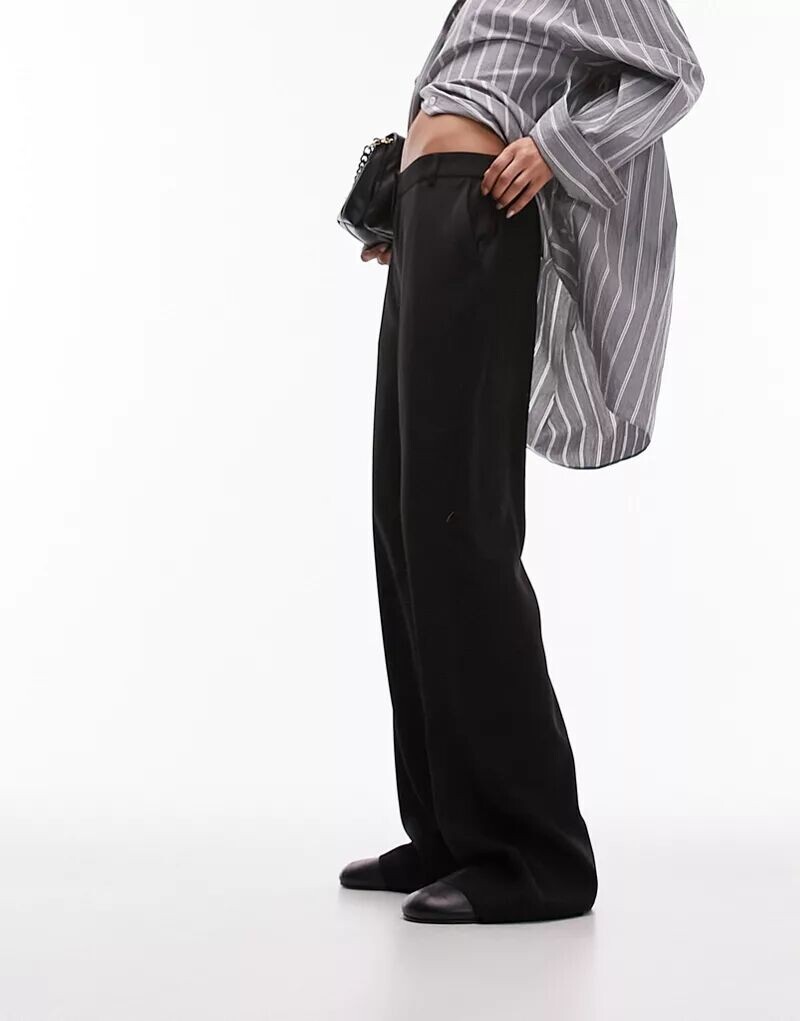 

Черные свободные широкие брюки Topshop