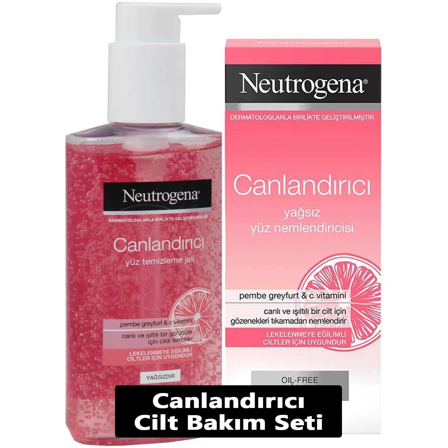 цена Гель для лица Neutrogena освежающий очищающий с розовым грейпфрутом, 200 мл + Крем безмасляный увлажняющий, 50 мл