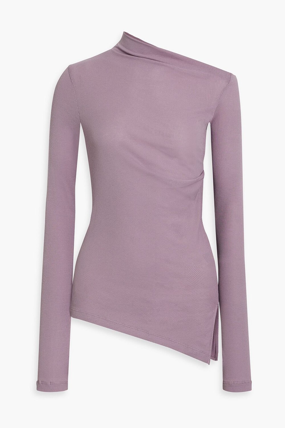 

Асимметричный топ из хлопкового джерси в рубчик HELMUT LANG, сиреневый