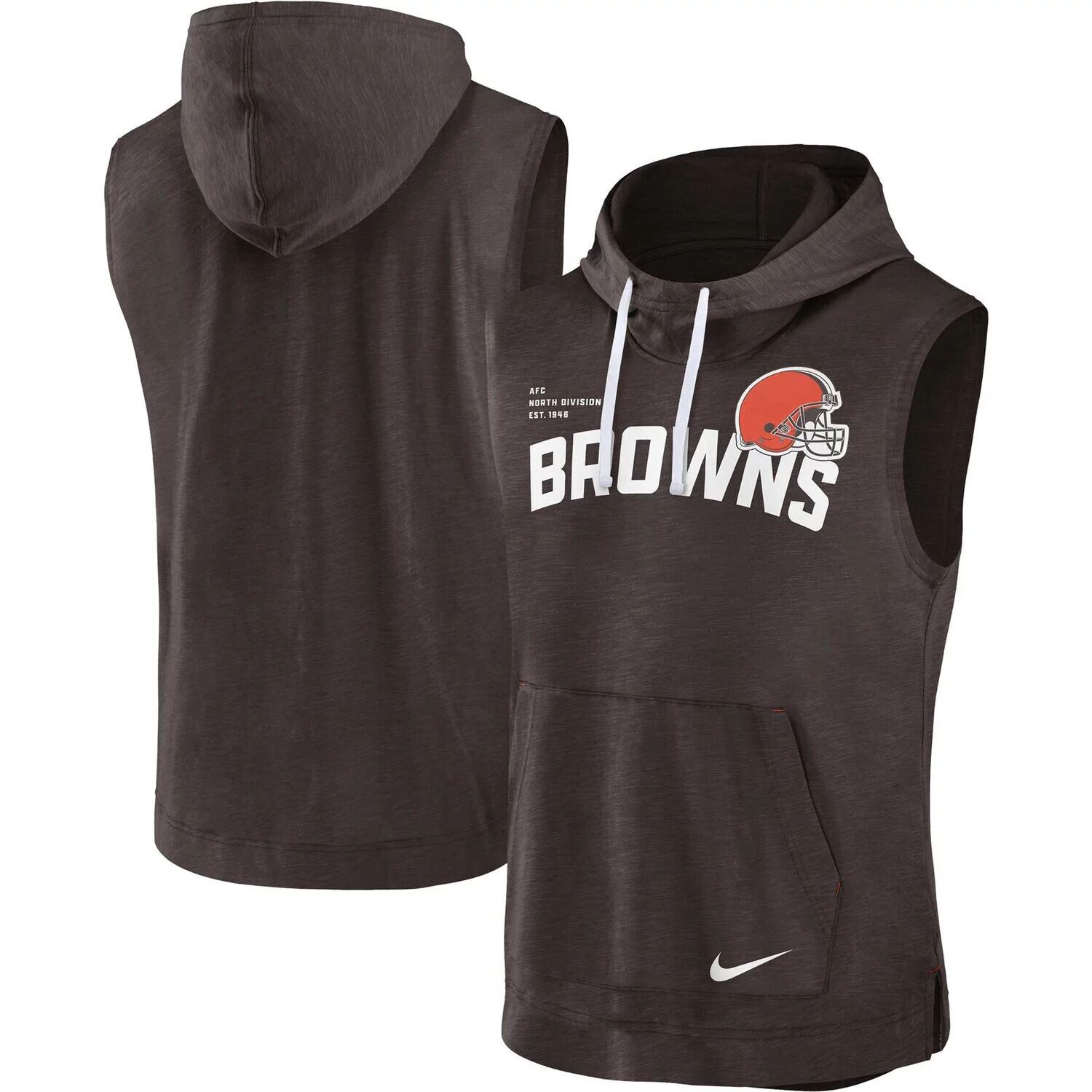 

Мужской пуловер без рукавов с капюшоном Heather Brown Cleveland Browns Nike