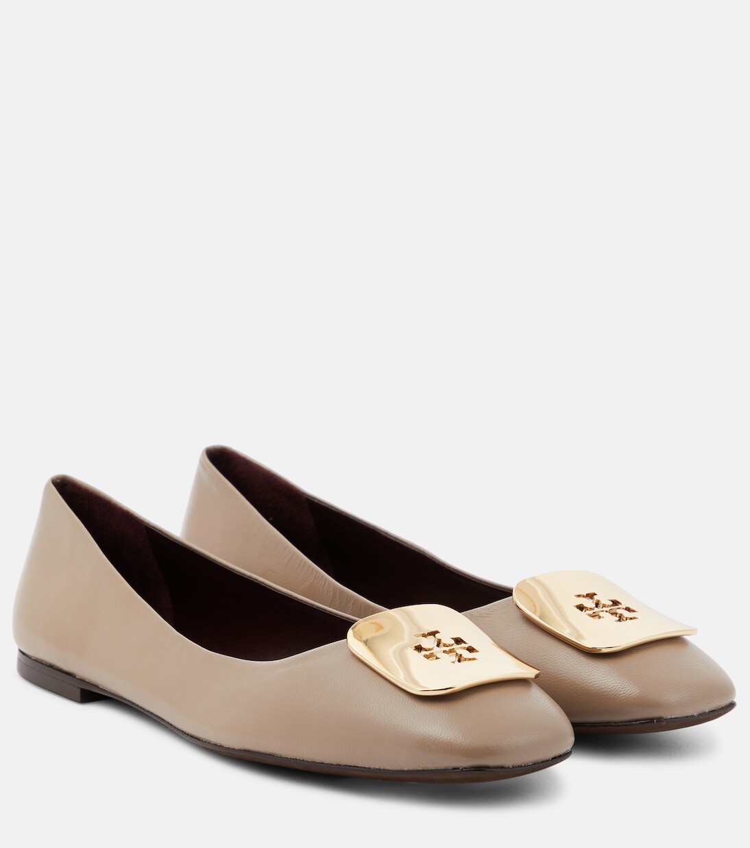 

Кожаные балетки georgia с логотипом Tory Burch, бежевый