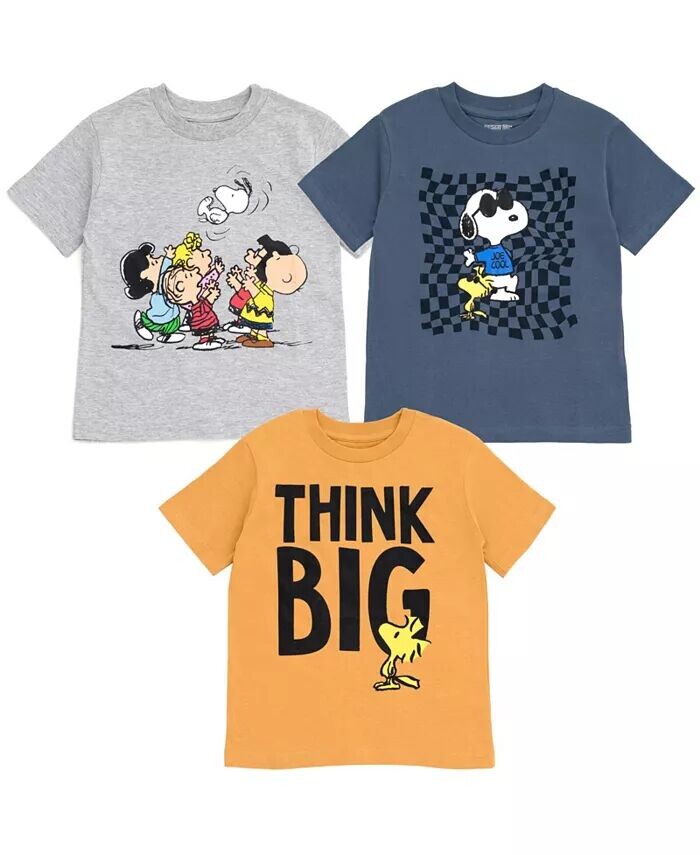 

Комплект из 3 футболок Woodstock Snoopy Charlie Brown для мальчиков Peanuts, мультиколор