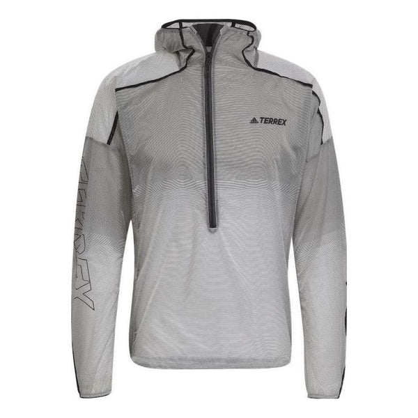 Куртка adidas Half Zipper Outdoor Sports hooded Windproof Jacket light grey, мультиколор