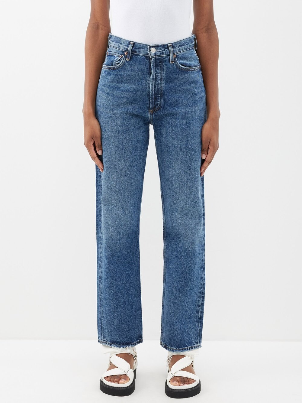 

Джинсы прямого кроя из органического хлопка в стиле 90-х годов pinch waist Agolde, синий