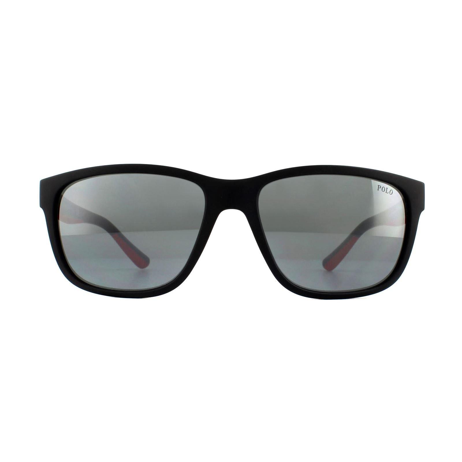 Прямоугольные матовые черные серебряные зеркальные солнцезащитные очки Polo Ralph Lauren, черный зеркало black