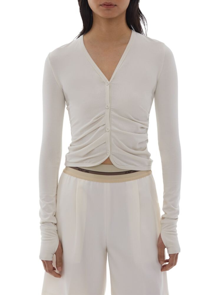 

Кардиган со сборками и V-образным вырезом Helmut Lang, цвет Light Beige