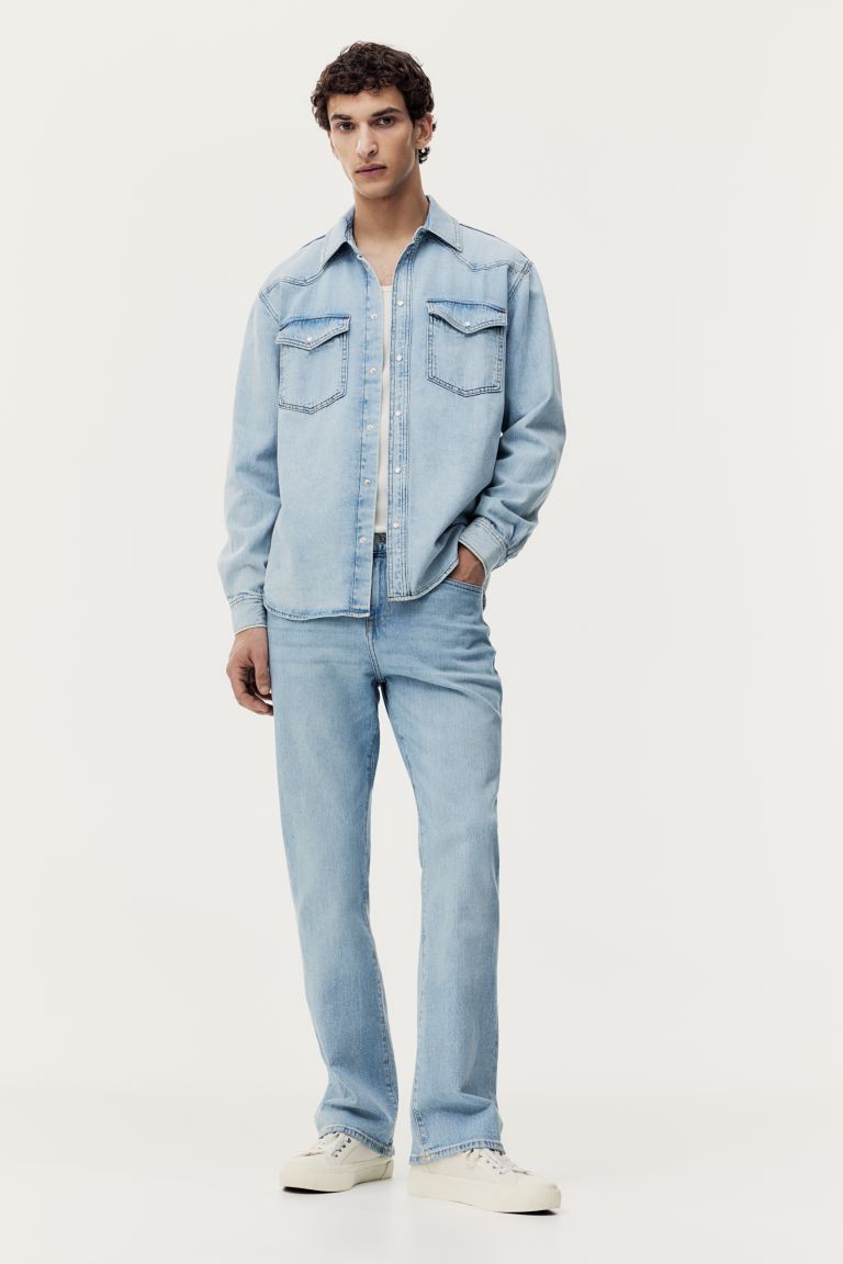 Расклешенные джинсы узкого кроя H&M, синий
