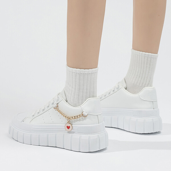 

Кеды, обувь для скейтбординга унисекс с низким верхом Mabel&Co, цвет White - Red Heart