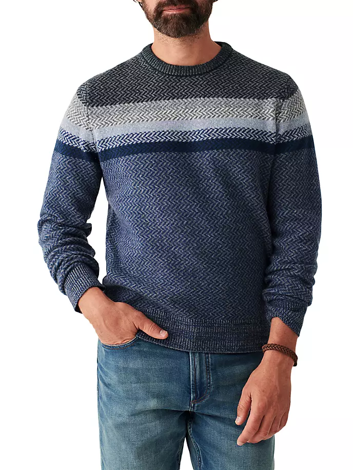 

Donegal Шерстяной свитер с круглым вырезом и эффектом омбре Faherty Brand, цвет navy storm
