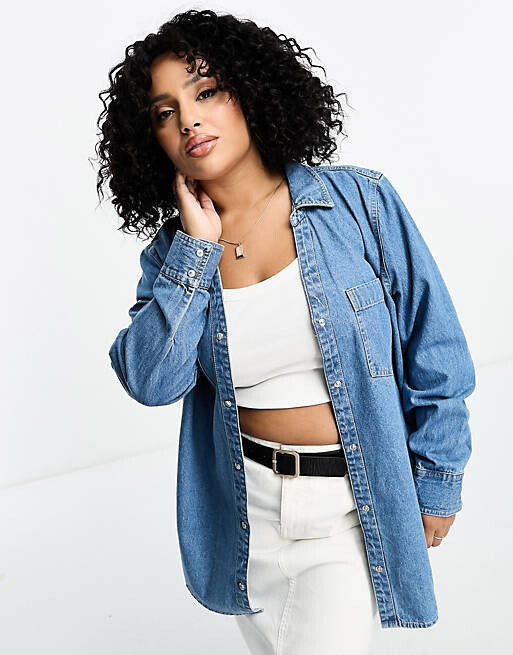 

Синяя джинсовая рубашка River Island Plus